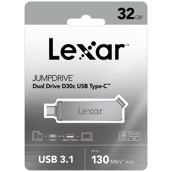 Lexar JumpDrive Dual Drive D30c USB 3.1 Type-C 32GB Thumb Drive
