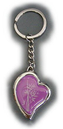 Bamboo Art Heart Purple Key Ring - Photo 25 Mm Diameter