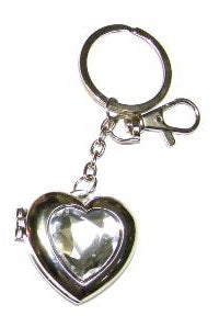 Clear Glass Heart Key Ring