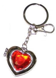 Red Glass Heart Key Ring