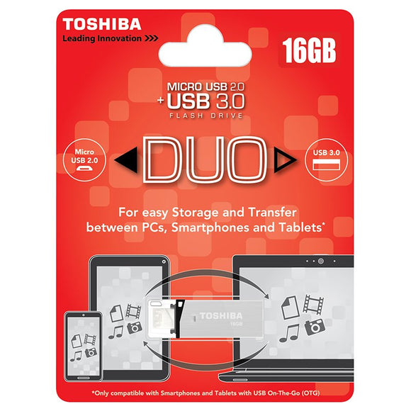 Toshiba Duo 2 In 1 Flashdrive Storage Micro-Usb + Usb